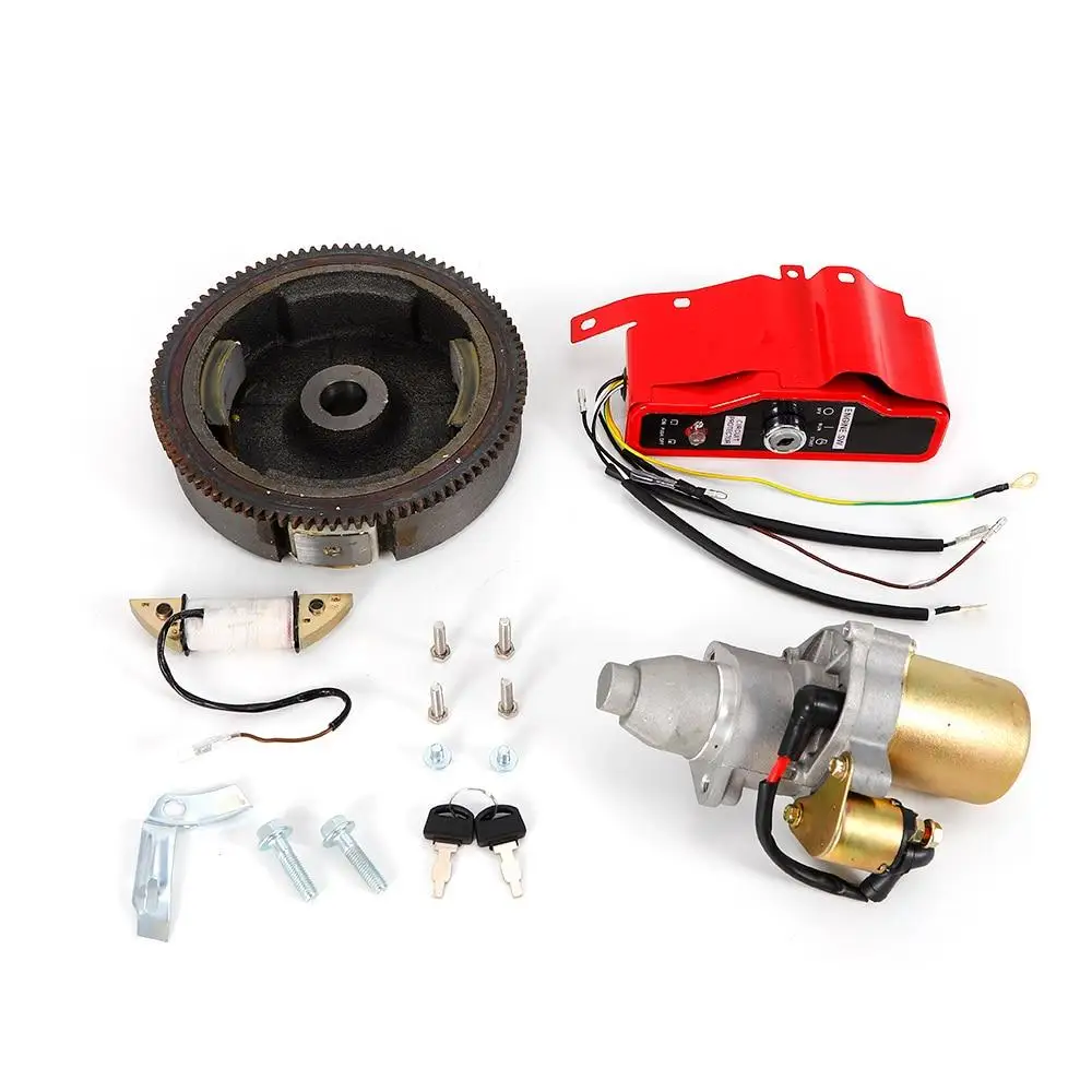 

Electric Start Kit Starter Motor Flywheel Switch For Honda GX240 8HP/GX270 9HP Car Accessory