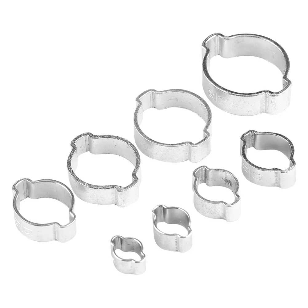 Zinc Plated Iron Galvanized Two Ear Hose Clamp 5‑23mm for Fule Petrol Pipe Tube Hose Clamp Clip Pipe Clip Tube