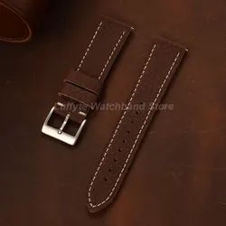 Premium Handmade Vintage Leather Watch Strap - Genuine Calfskin - 22mm (Dark Brown)