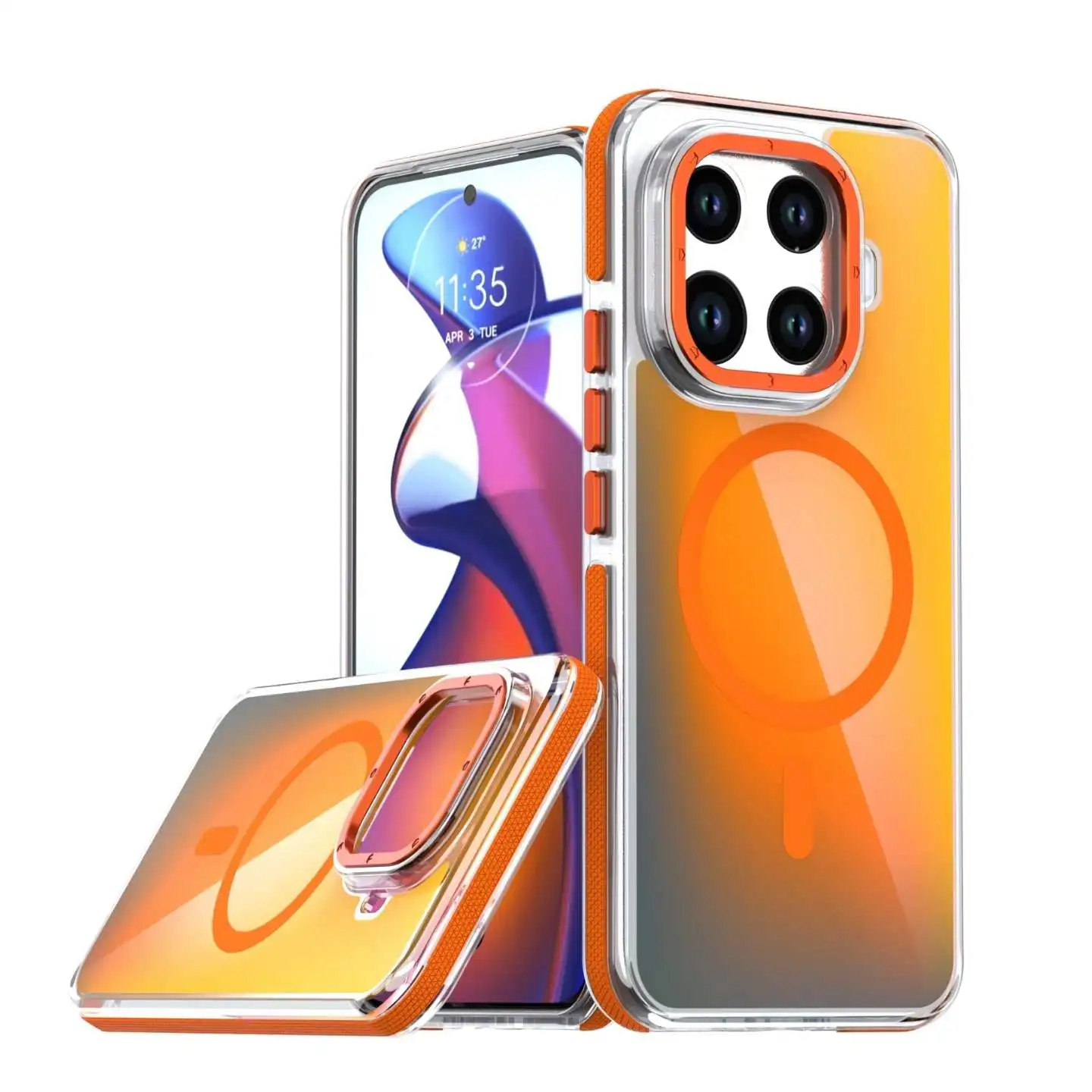 Luxury Glitter Laser Gradient Colorful Magnetic Case with Wireless Charging Capability
