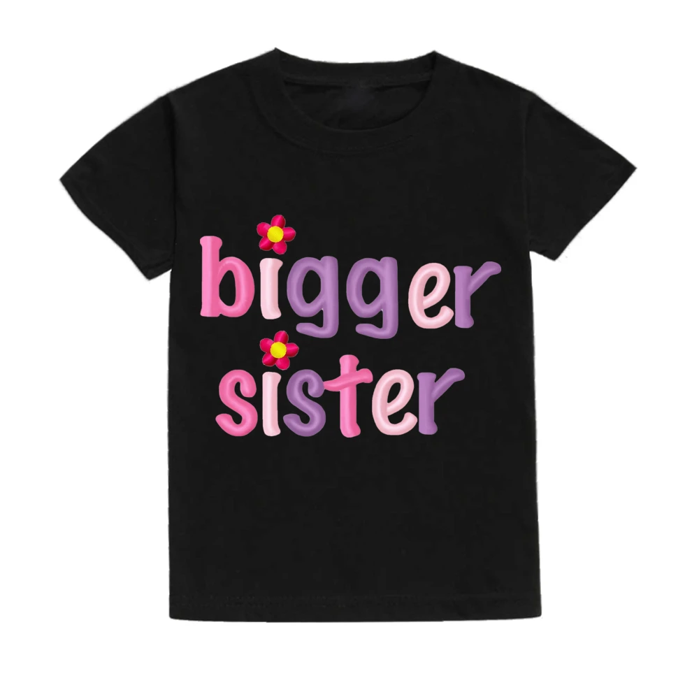 Big Sister&Little Sister Matching Set Girls Casual  Letter Print Family Outfits Kid T-shirt+baby Romper Outfit Best Gift To Kid 6