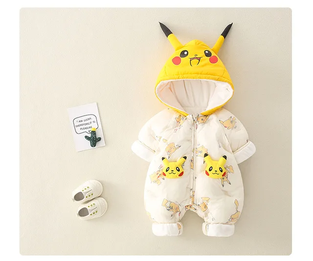 Pokemon Pikachu Baby Children Autumn Winter Warm Jumpsuit Cartoon Cute  Toddler Romper Crawling Clothes Newborn Boy Costume Cloth - Fantasy  Figurines - AliExpress