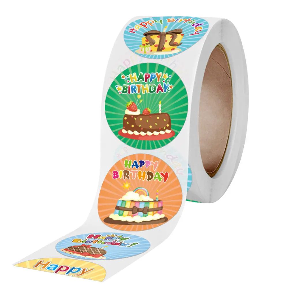 500Pcs 사랑스러운 생일 스티커 세트 노트북 선물 상자 가구 장식 파티 공급을위한 크리 에이 티브 축제 선물 라벨 스티커