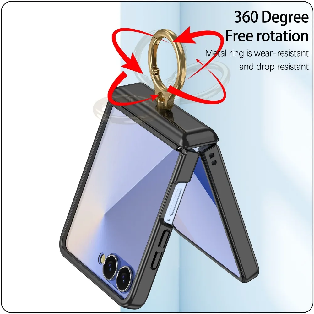 Luxury Ring Stand Airbag Hinge Protection Phone Case - Clear Shockproof Cover
