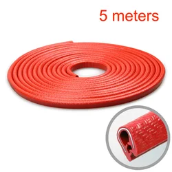 Universal Car Door Edge Protector - Waterproof, Soundproof, and Anti - Scratch U - Shape Seal Strip (5m red)