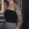 Large Full Arm Sleeve Waterproof Temporary Tattoo Sticker Clock Rose Flower Dove Bird Totem Fake Tatoo Body Art Men Women Leg 4