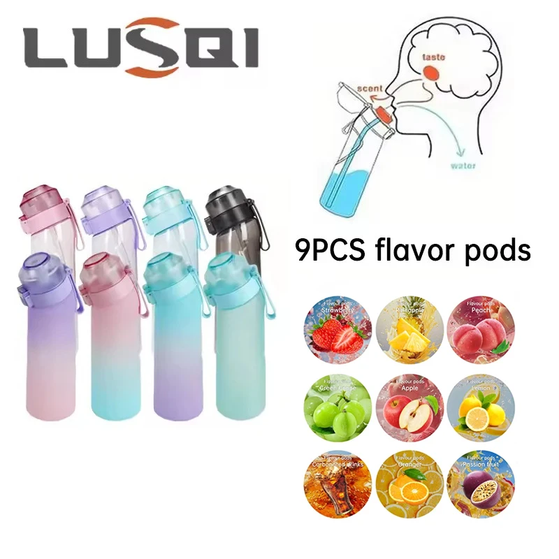 LUSQI 650ML Air Flavored Water Bottle With 9 Flavor Pods Sports Fashion lusqi-650ml-air-flavored-water-bottle-with-9-flavor-pods-sports-fashion