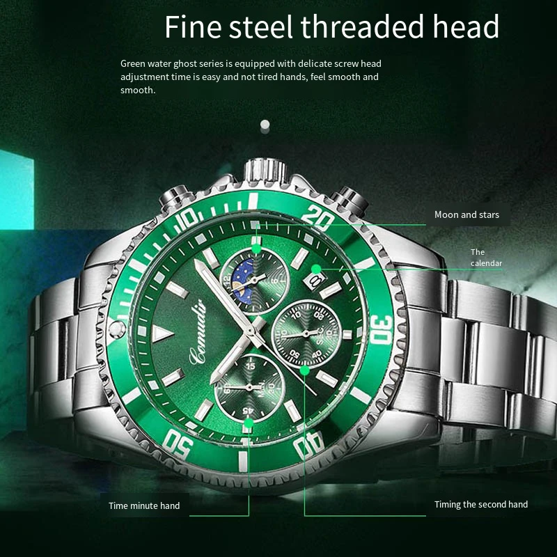 Fashion Top Brand Mens Watch Waterproof Sports Stainless Steel Quartz Wristwatch Business Luminous Watches for Men reloj hombre 3
