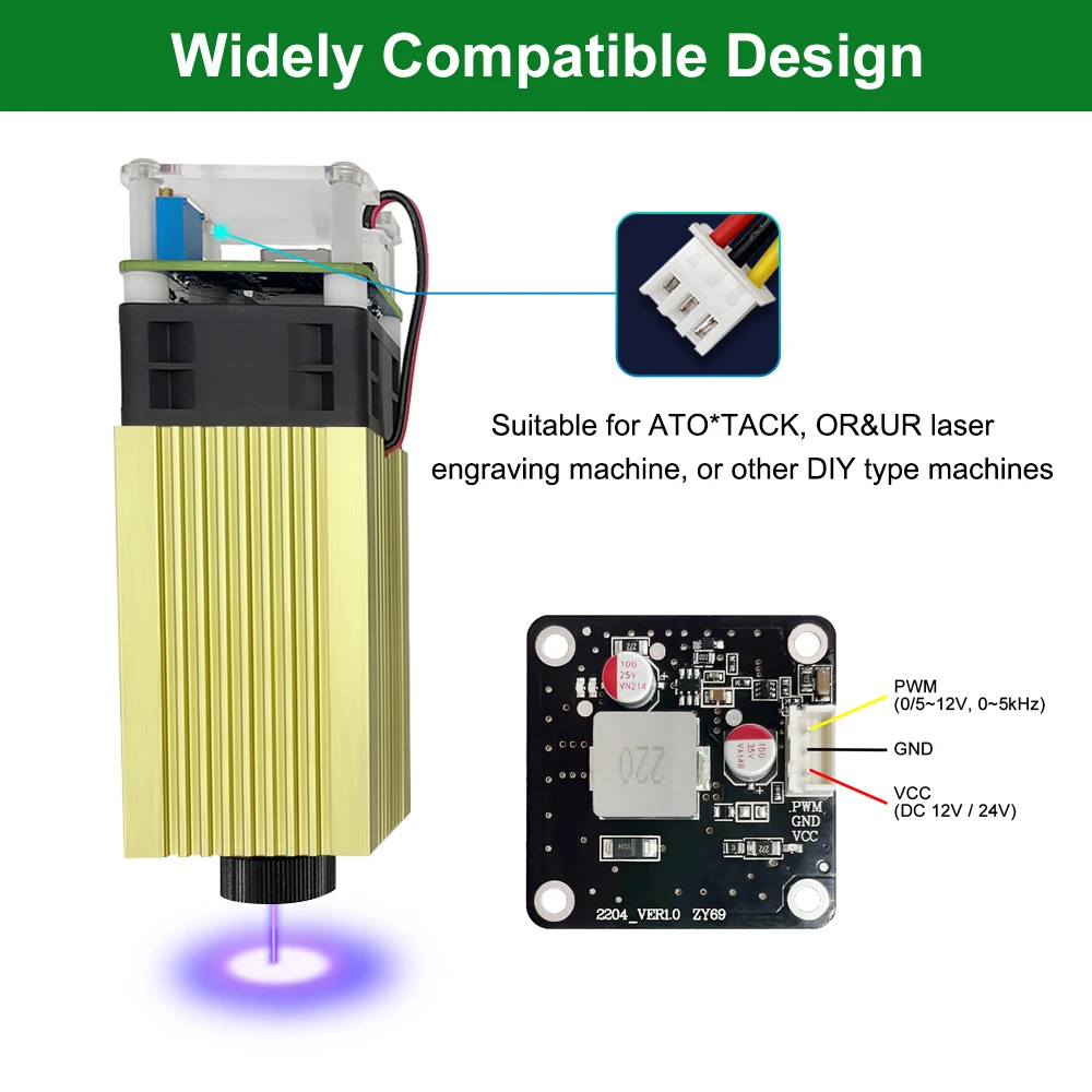 LASER TREE 20W 30W 40W Laser Module 12V Adjustable Focus Blue Laser CNC Head laser engraving machine For Cutting Engraving Machine Wood DIY Tools