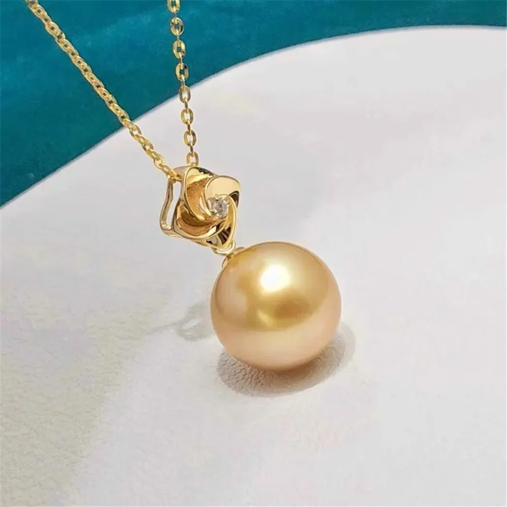 

Жемчужные аксессуары «сделай сам», подвеска из желтого и белого золота G18K, пустой держатель, модное ожерелье, подвесной держатель, Женский бисер 9-13 мм