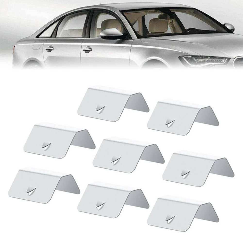 8/12 Psc Universal Car Wind Rain Deflector Metal Fitting Clips Replacements Stainless Steel Car Window Deflectors