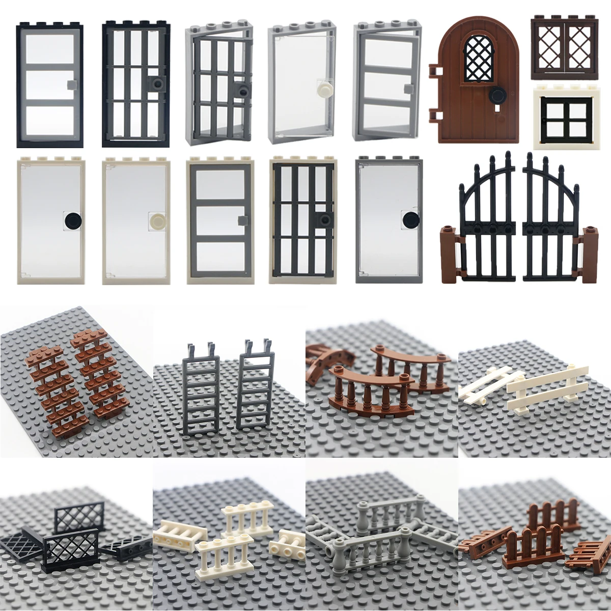 City Friends House MOC Parts Fence Stairs Ladder Gate Building Blocks Door Window Figures Castle Garden Assemble Brick Toys Kids | Игрушки и