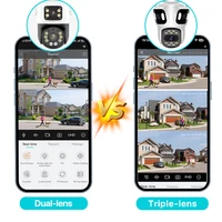 Caméra IP PTZ à trois objectifs, caméra de sécurité extérieure HD à trois écrans, WiFi, suivi automatique, double objectif, caméra CCTV sans fil, iCsee 6