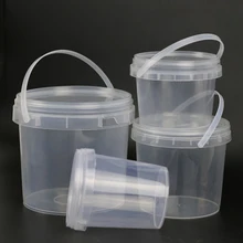 

Mini Empty Plastic Round Bucket with Handle and Lid Good Sealing Storage Container Laundry Detergent Beads Containers