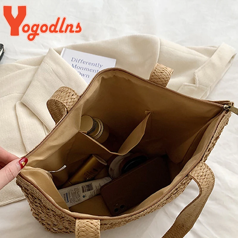 Luxury Design Straw Woven Tote Bags Summer Casual Large Capacity Handbags New Fashion Beach Women Shoulder Shopping