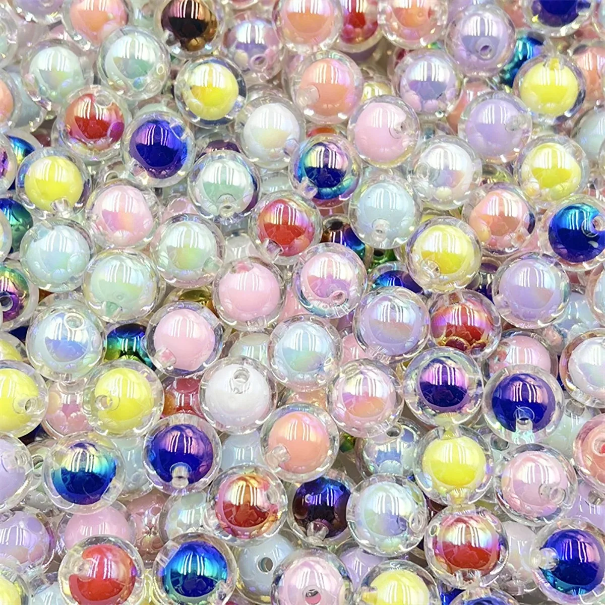 10/60pcs 16mm 라운드 혼합 색상 샤인 부드러운 아크릴 스페이서 비즈 쥬얼리 만들기 DIY 수제 팔찌 목걸이 액세서리