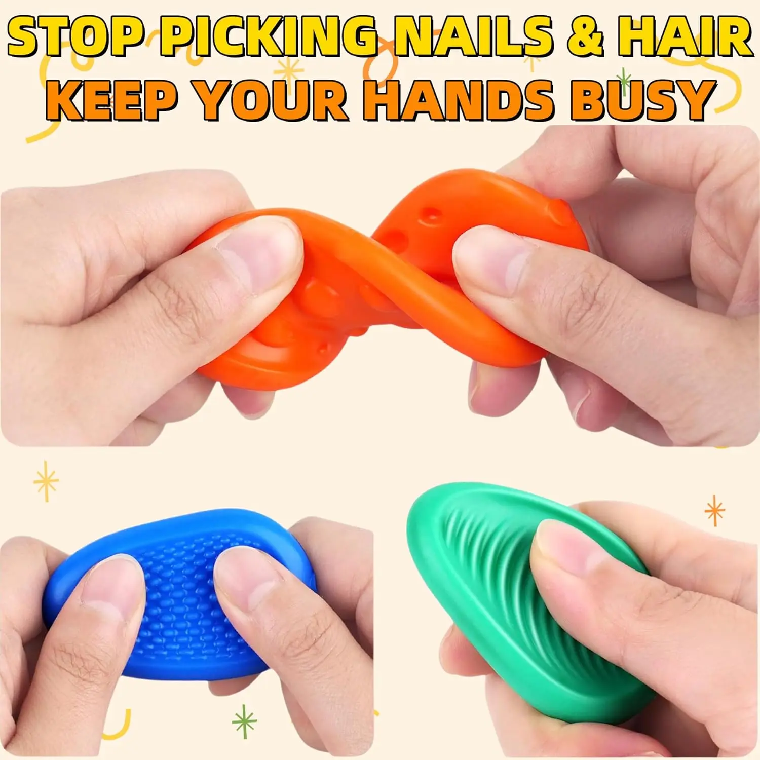 Fidget Toys Sensory Stone for Kids 6 Pack Soft Textured Fidget Stress Toys for Autism Kids Quiet Calm Down Gift fidget toy sensory fidget toy anti stress toy finger sensory toy