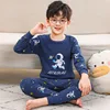 100% Cotton Boys Pajamas Sets Toddlers 2 to 3 4 5 6 7 8 9 10 11 12 13 14 Years Long Sleeve Navy Blue Astronaut Print Pj for Kids 1