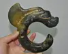 5"China Hongshan Culture old Jade carve sacrifice Feng Shui dragon hook statue 1