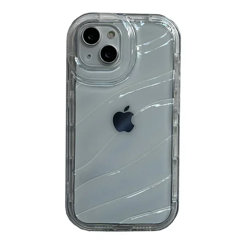 thumbnail image 1 of Funda transparente con patrón de ondas para iPhone 14, 13 Pro Max, 12, 11, X, XR, XS Max, 7, 8, 14 Plus, funda suave anticaídas y a prueba de golpes, 1 of 5