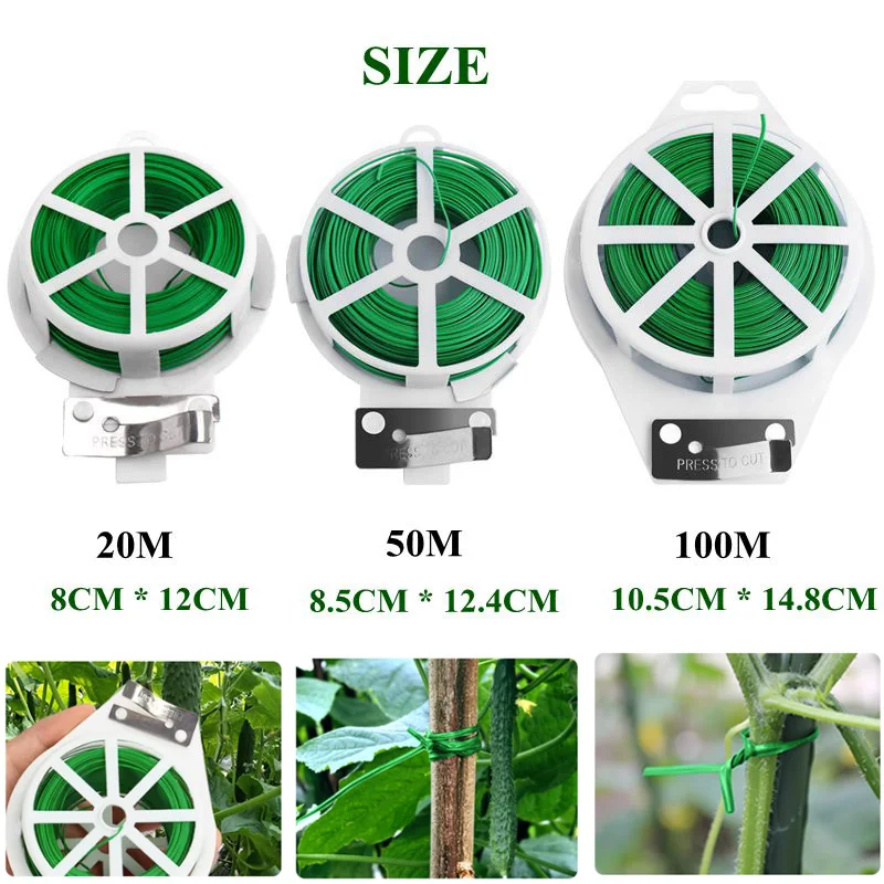 Plant Ties 20~100m Gardening Twist Ties Plant Binding Wire Support Care Flower Creeper Vines Hoops Fixed