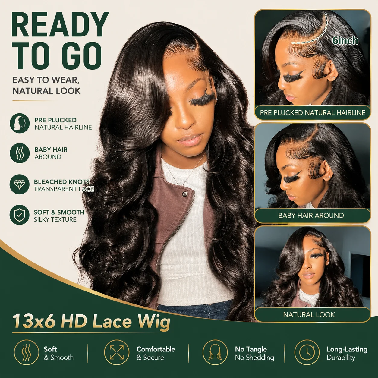 250 Density Body Wave Lace Front Human Hair Wigs 360 Full Lace Frontal Wigs For Women Brazilian 13x6 Pre Plucked With Baby Hair 5
