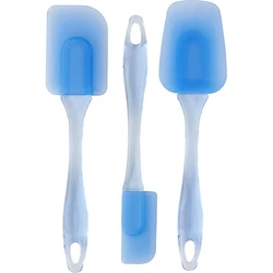 Silicone Heat - Resistant Spatula Set - 3 Pieces for Baking, Cooking, and Mixing (Blue)