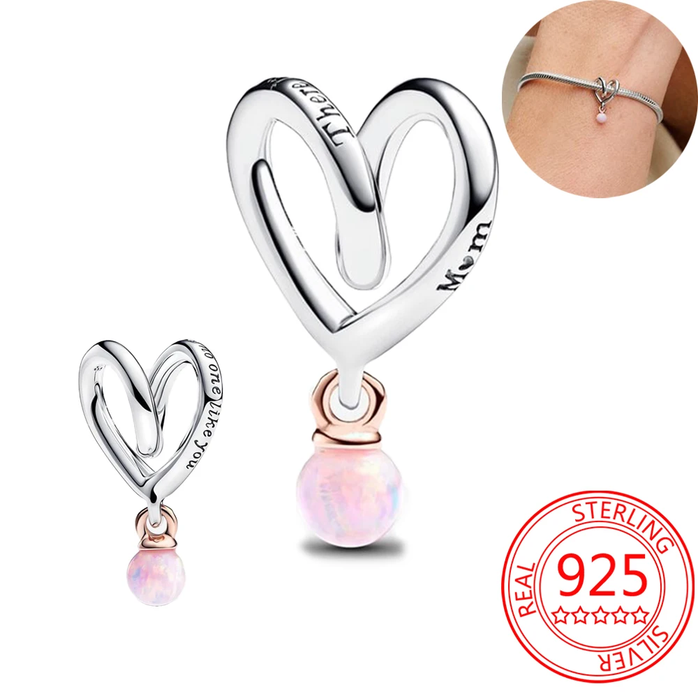 

Classical 925 Sterling Silver Mum Two-tone Wrapped Heart Charm Fit Pandora Bracelet Women's Wedding Jewelry Accessories