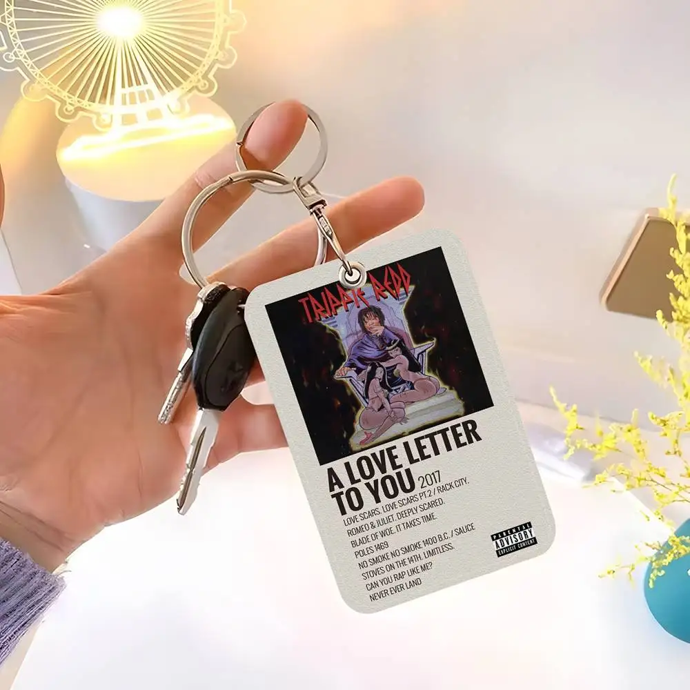 1개 팝 랩 T_트립피 레드 앨범 카드 케이스 키체인 액세스 카드 가방 키 태그 링 가죽 카드 홀더 키링 액세서리