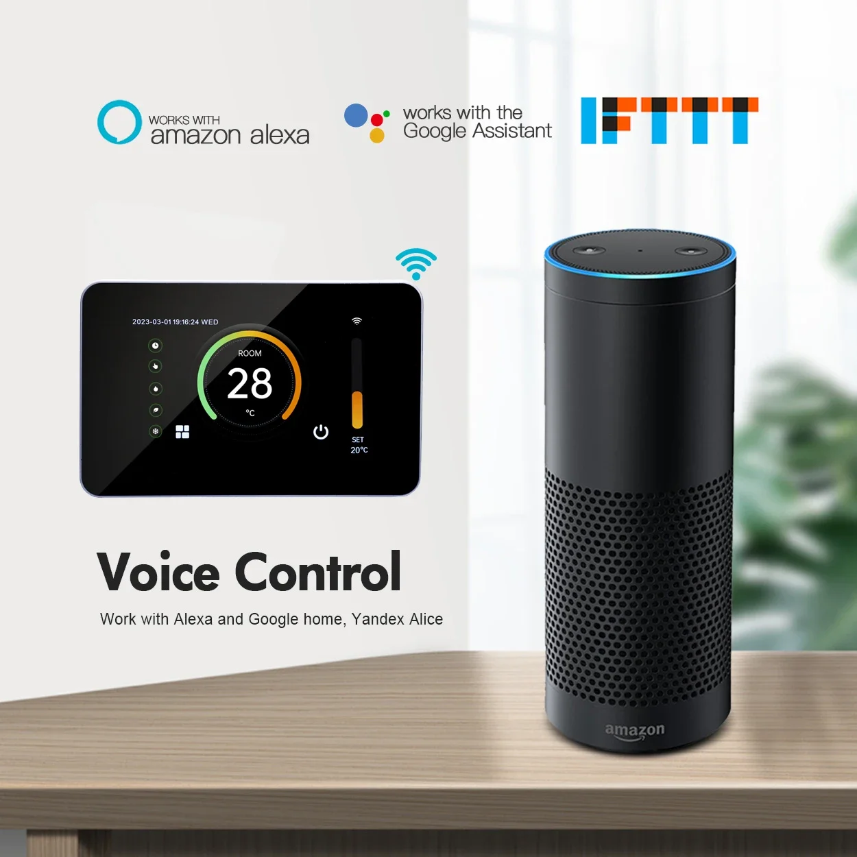 WiFi Smart Thermostat พร้อมหน้าจอสัมผัส LED สําหรับอุณหภูมิความร้อนไฟฟ้าและน้ําควบคุมเข้ากันได้กับ Alexa Google Home 1