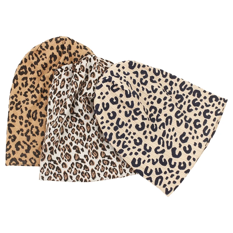 New Women Autumn Winter Leopard print Warm Beanies Skullies Adult Casual Outdoor Sport Hat Soft Brand Knit Cotton Female Bonnet 4
