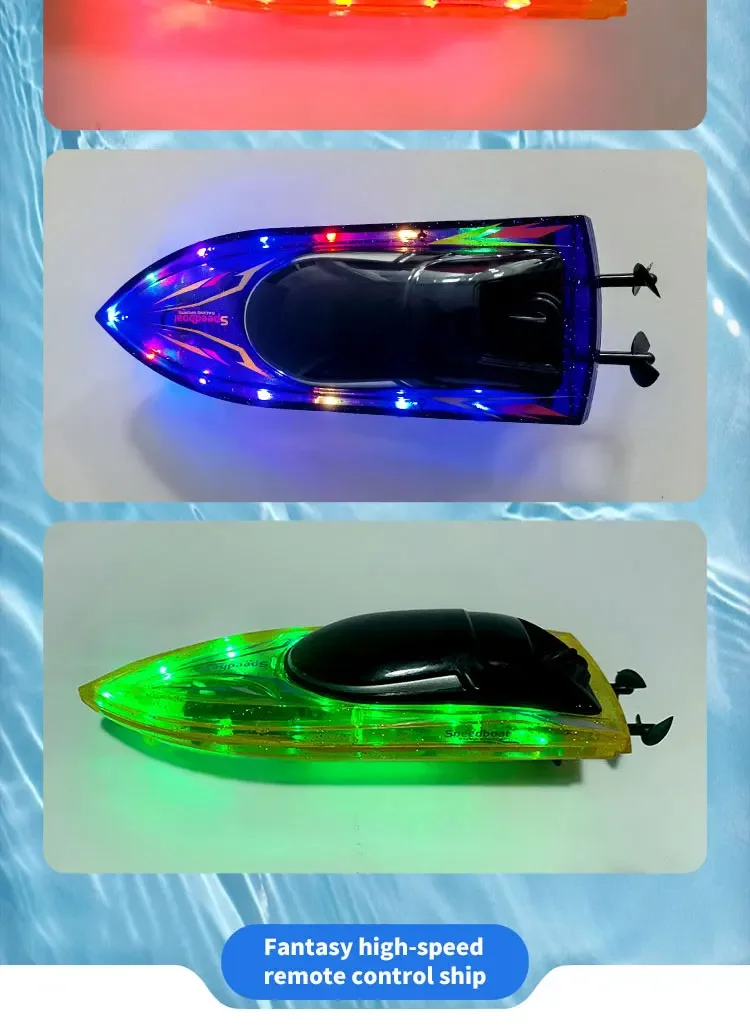 JJRC S13 RC Boat Colorful Lights Luminous High Speed 2.4G Competitive Speedboat Boat Parenting Toys for Boys Gifts Waterproof