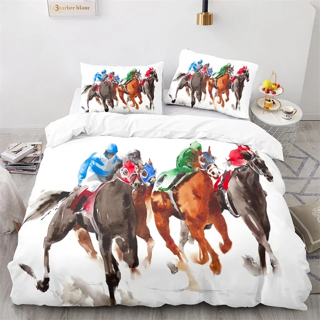 Jogo de cama de cavalo galopante, jogo de cama de cavalos para crianças,  adultos, 3D, animais selvagens, decoração, estilo selvagem, capa de cama,  sem lençol liso, decoração de sala de fazenda, 3