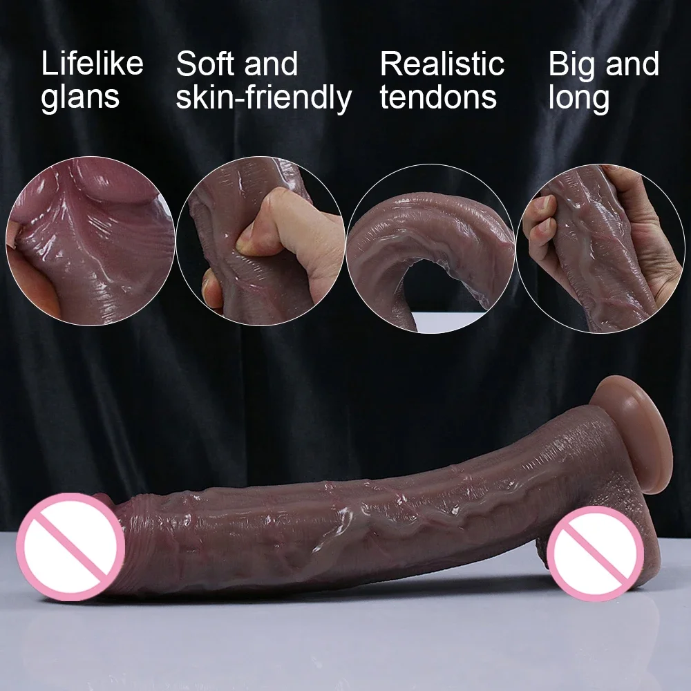32cm Realistic Dildo Soft Penis Clear Texture Adults Strapon Sexmachine Anal Sex Toys for Woman sex toys
