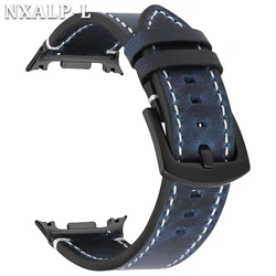 Retro Brown Calf Leather Watch Band - Classic 46mm Strap - 40mm 44mm 46mm (Blue)