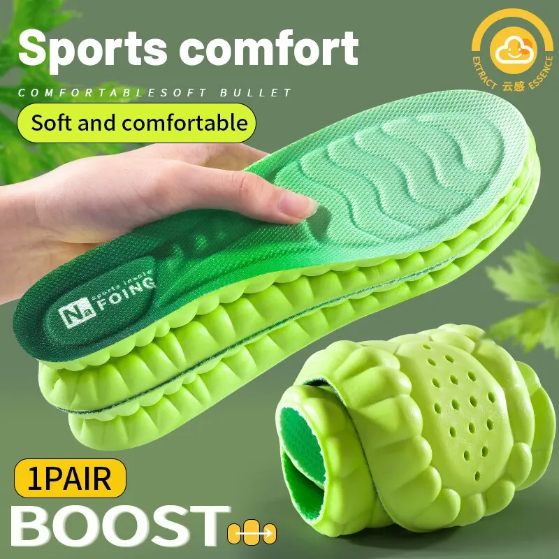 4D Sport Insoles Feet Super Soft High Elasticity Anti Pain Deodorant Cushion Arch Support Running