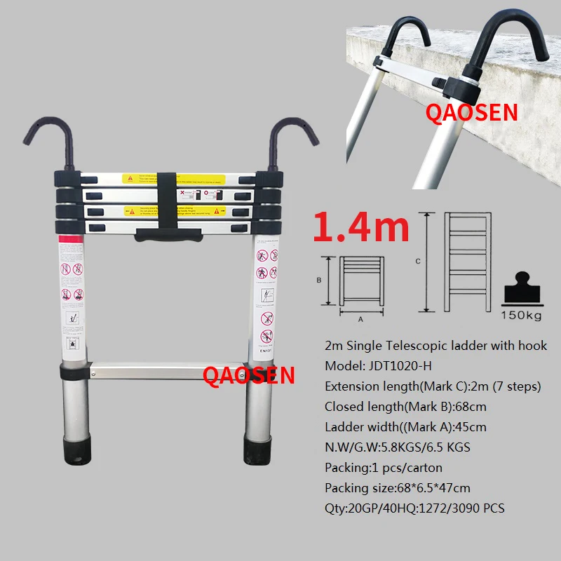 1,4 M Lange Teleskopleiter Mit Haken