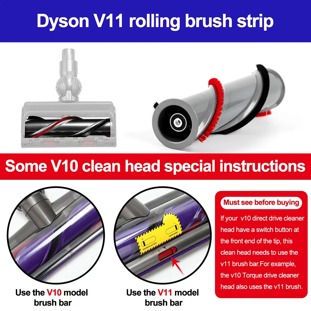 2pcs Vacuum Cleaner Brush Head Soft Plush Strips For Dyson  V11 - V15 Vacuum Cleaner Soft Rolling Brush Strips Replacement Parts