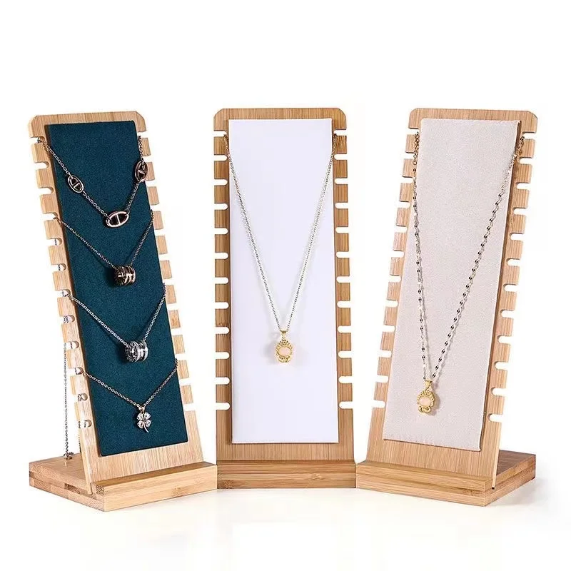 Elegant Solid Bamboo Jewelry Display Stand - Necklace and Pendant Organizer