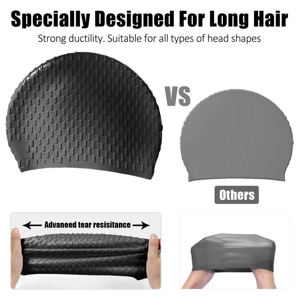 Non-Slip Swimming Cap Silicone Swim Caps Waterproof High Elastic Swimming Hat Comfortable Bathing Caps for Long Short Hair 3
