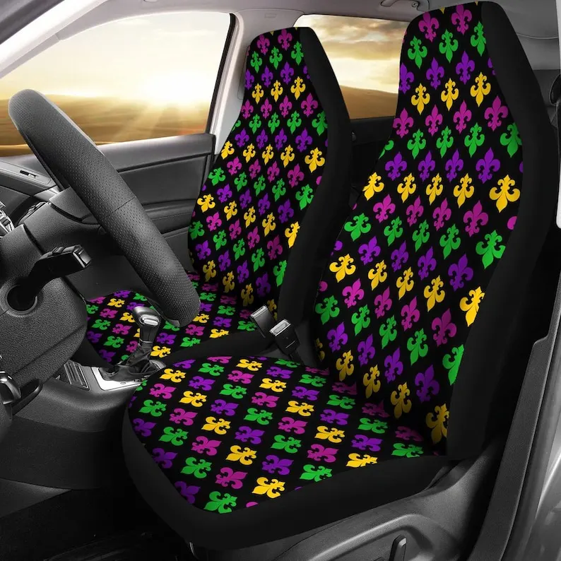 

Mardi Gras Parades Car Seat Covers (Set Of 2) - Universal Front Car and Suv Seat Covers - Custom Seat - Car Accessory