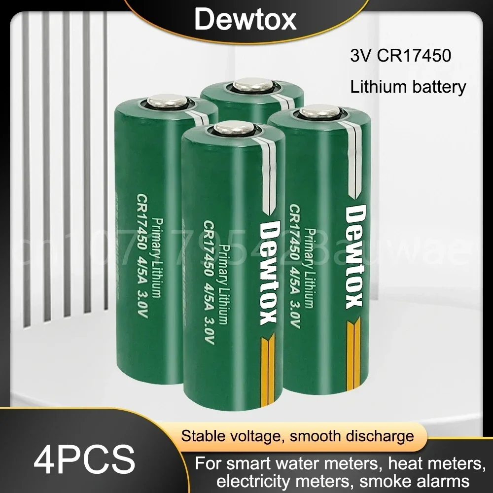 4PCS 3V 4/5A CR17450 lithium manganese Battery for Water Meter Flow Meter PLC equipment Backup GPS locator