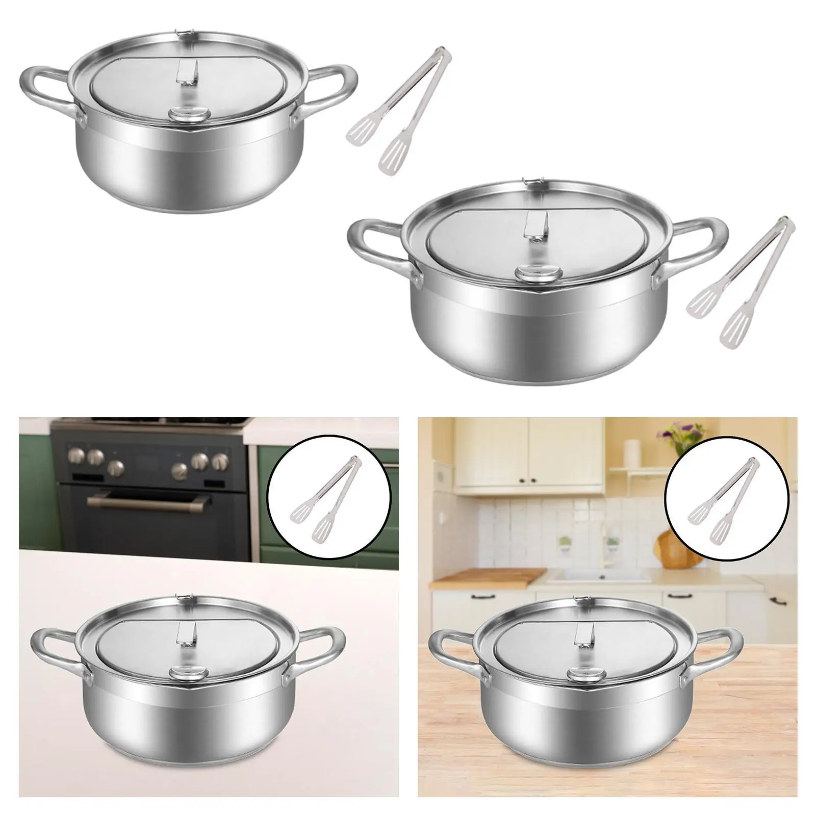 Stainless Steel Frying Pot Frying Chicken Pot Temperature Control Easy to Clean Small Fryer Oil Frying Pan for French Fries