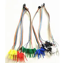  10PCS 200mm DuPont line turn test hook clip logic analyzer cable clip probe test clip kit yellow/red/black/green 
