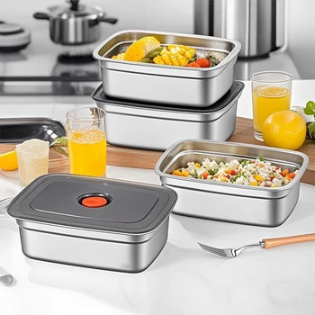 Portable Sealed leak Proof Stackable Reusable Stainless Steel food Container Set Suitable For Camping Picnicking Refrigera