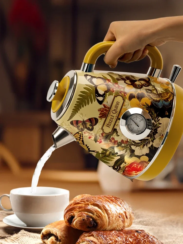 220V Vintage Electric Kettle with Unique Brazilian Artist Hand-painted Design, 304 Stainless Steel 4
