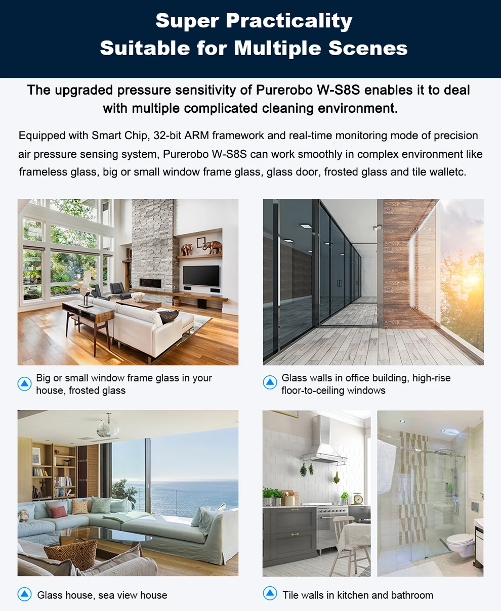 Description Picture 4 of itemPurerobo W-S8S window cleaning robot with APP vacuum cleaner window cleaning robot window cleaner electric glass for home