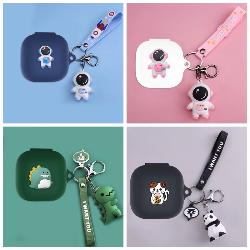 

Cartoon Astronaut Case for QCY Melobuds ANC HT05 Case Cute Animal Silicone Bluetooth Earphones Cover Case for QCY HT05