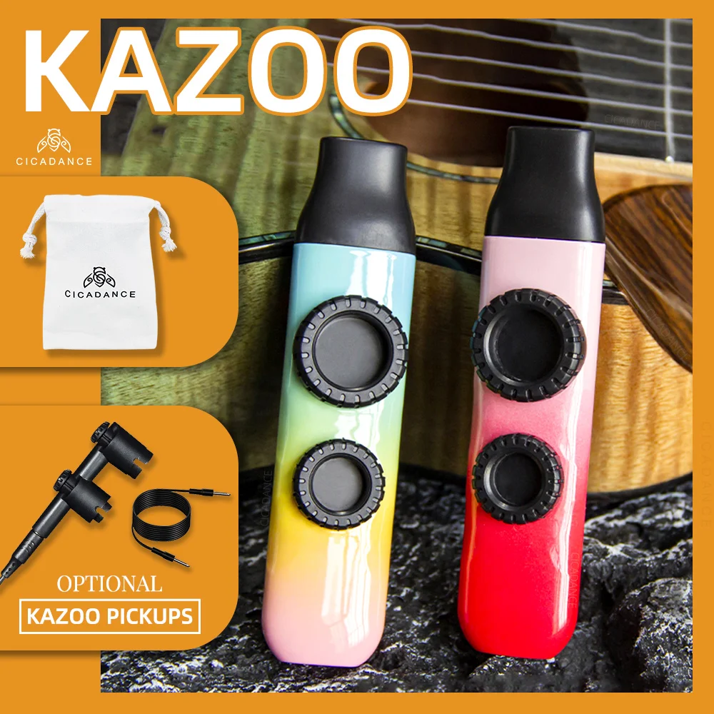 Double Hole Kazoo Double Film Dazzling Color Kazoo Portable Musical Instruments Guitar Accompaniment With Pickup Storage Bag wind music instrument