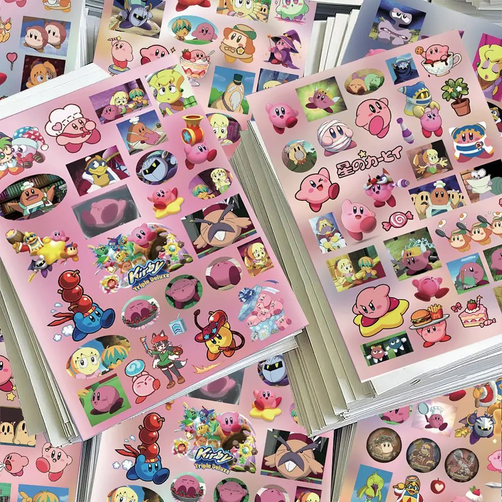 8PCS Kawaii Kirby 스티커 소녀 DIY 데칼 전화 노트북 병 스크랩북 수하물 귀여운 애니메이션 낙서 장식 어린이 장난감